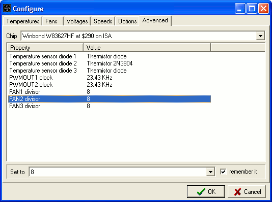 Advanced options configuration